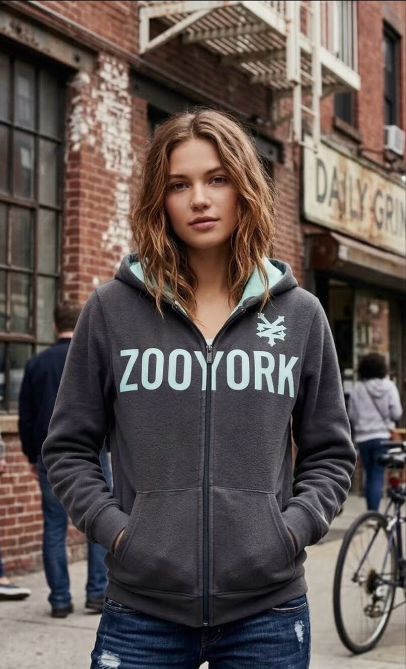 Vintage Zoo York Men's Full Zip Hoodie Grey Mint Spellout Skate Size S